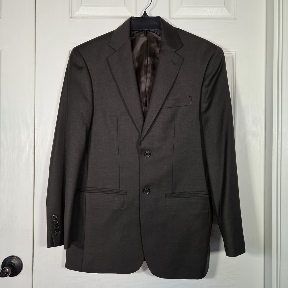 Versini Two-Button Wool Suit Jacket Blazer Brown Notch Sz 35 Short Office Career